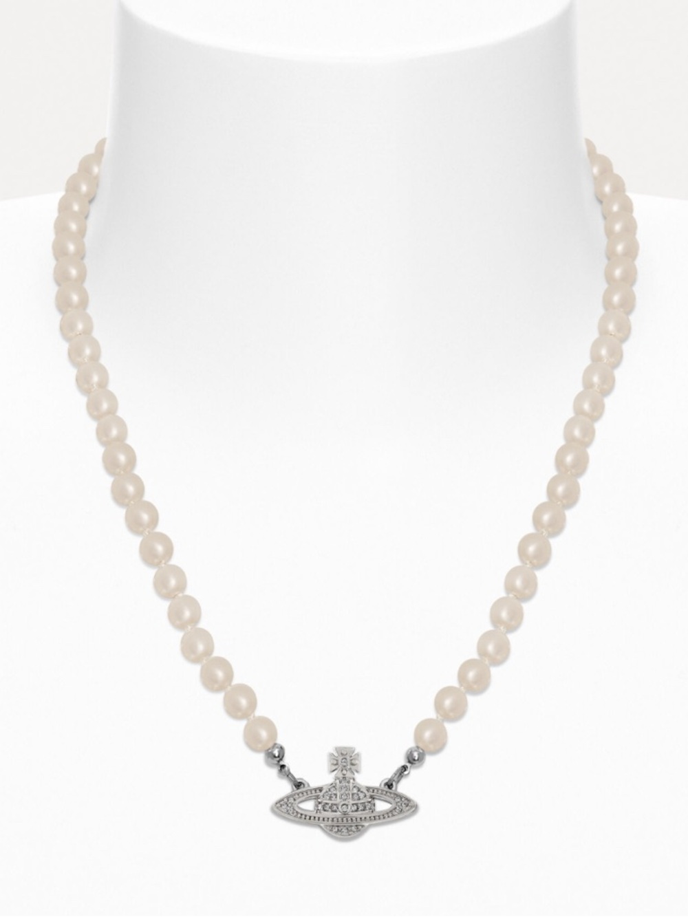 Vivienne Westwood Silver Mini Bas Relief Pearl Choker